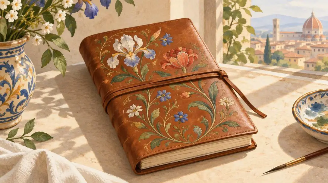 Bel Fiore Beautiful Flower Italian Soft Leather Notebook
