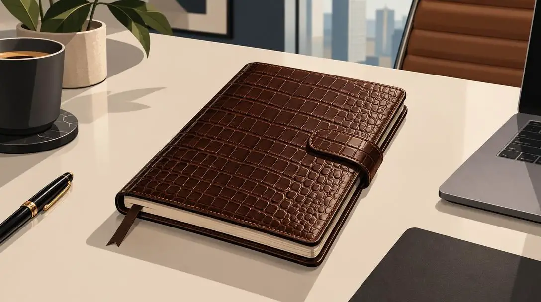 Embossed Crocodile Print on Cowhide Notebook