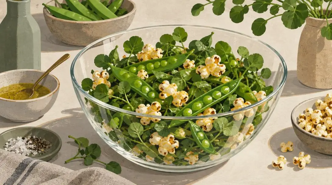 Crunchy Snap Pea Popcorn Salad