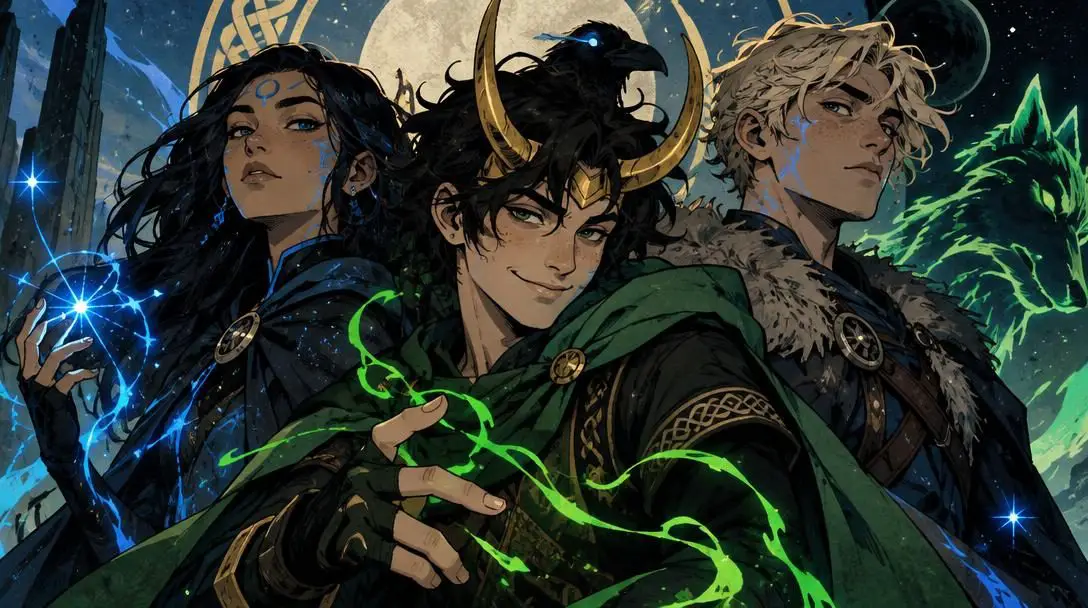 Wiccan, Hulkling, and Loki