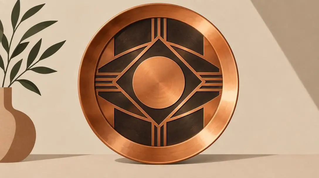 High-contrast polished copper decor