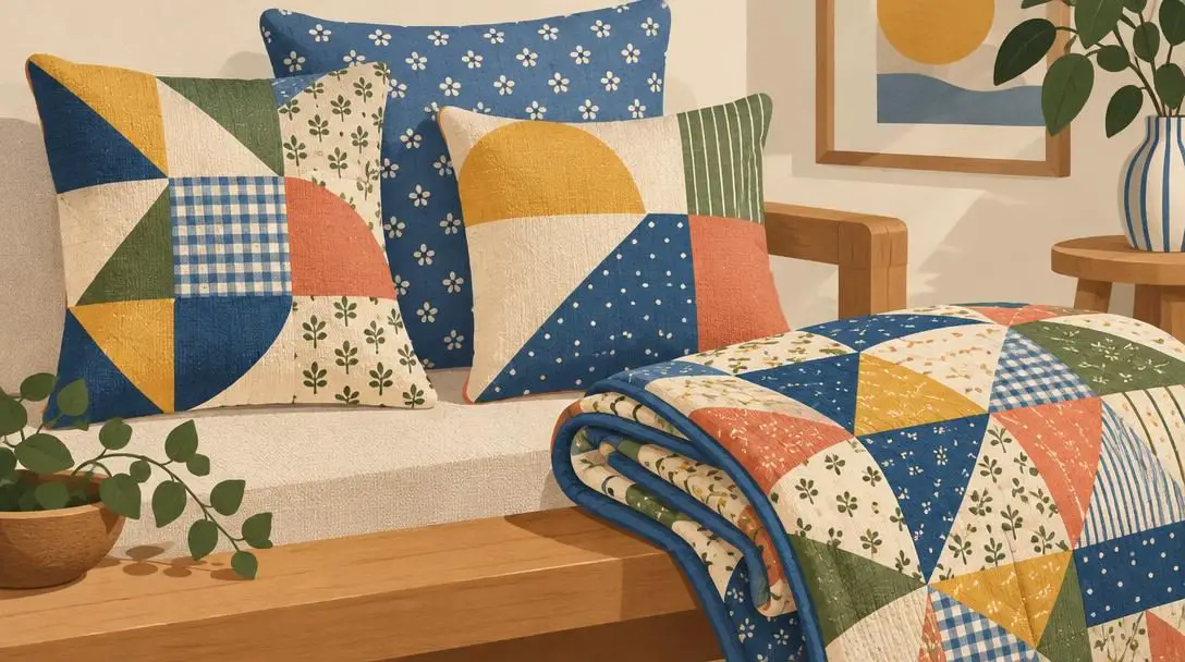 Worn bed sheets transformed into cushions and quilts