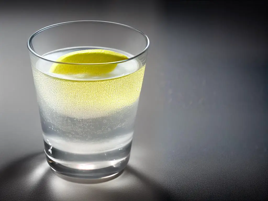 A glass of water with a glow around it indicating radiant skin.